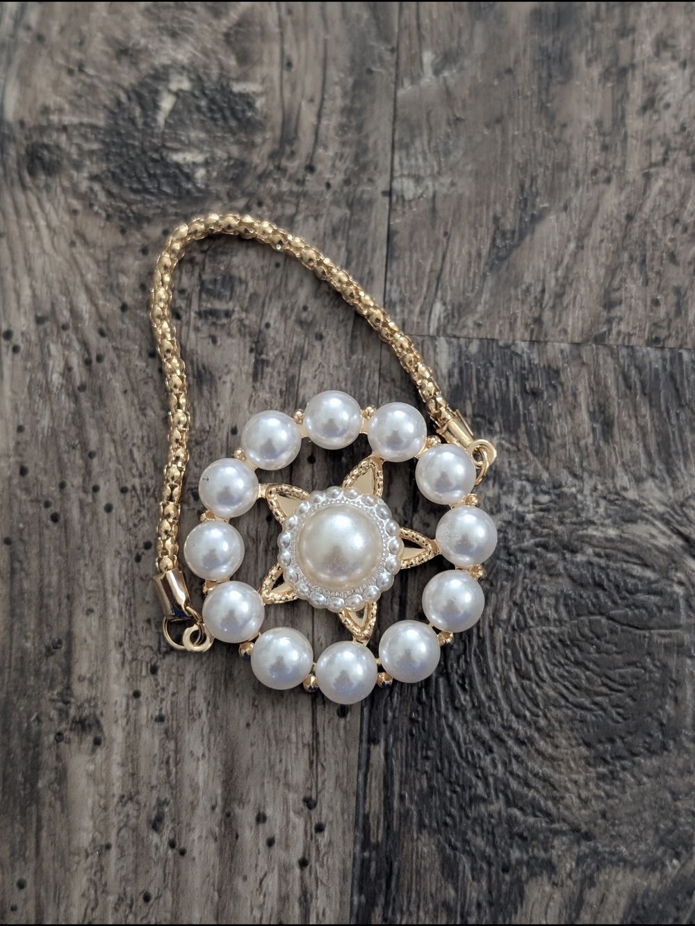 Napkin Rings Gold Pearl Star